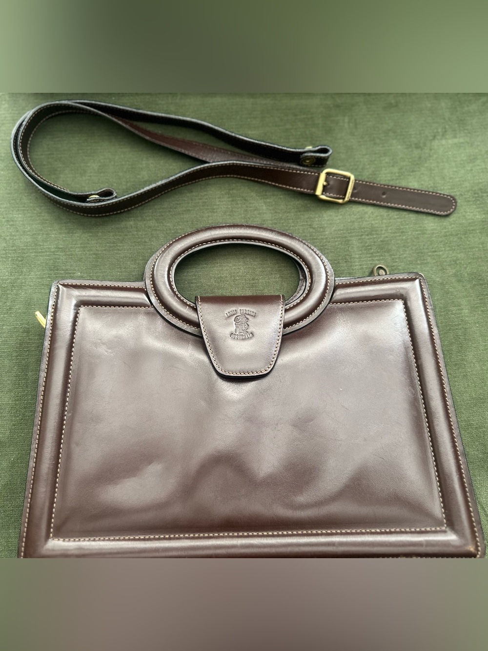 Vintage Louis Cardini Brown Leather Handbag Made inAustralia Full Leather Lining